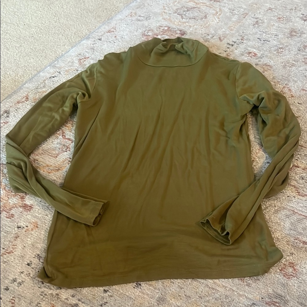 Olive Green Long Sleeve Turtleneck Top